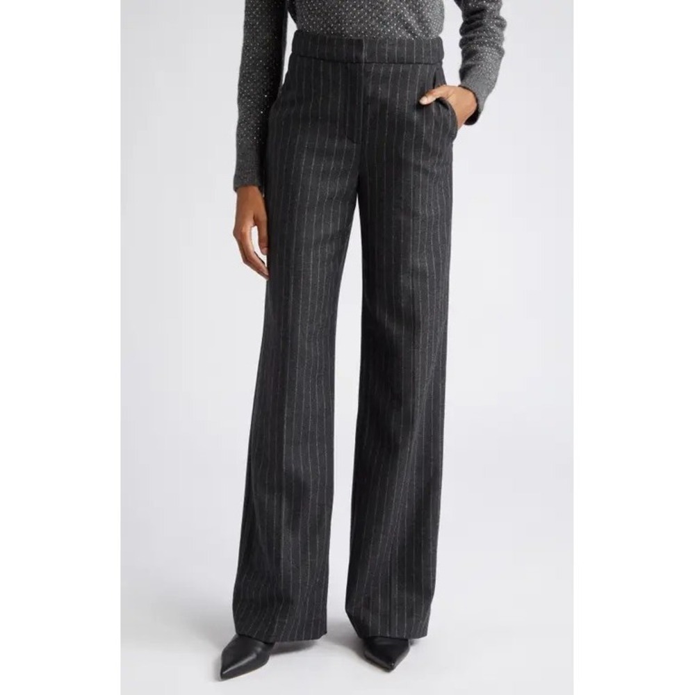VERONICA BEARD Tonelli Pinstripe Wool Blend Pants‎ in Charcoal